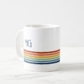 Retro Monogram Minimalistische Strepen Koffiemok (Voorkant links)