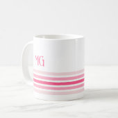 Retro Monogram Minimalistische Strepen Koffiemok (Voorkant links)