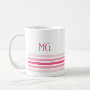 Retro Monogram Minimalistische Strepen Koffiemok