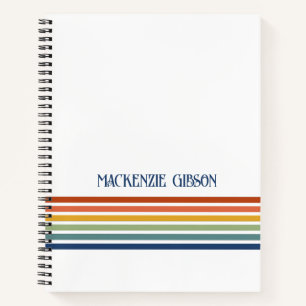 Retro Monogram Minimalistische Strepen Notitieboek