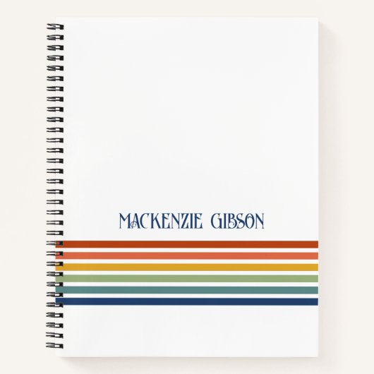 Retro Monogram Minimalistische Strepen Notitieboek (Voorkant)