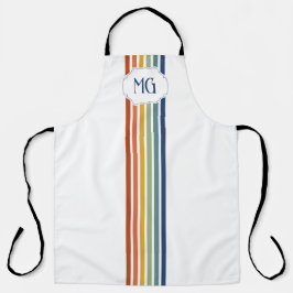 Retro Monogram Minimalistische Strepen Schort