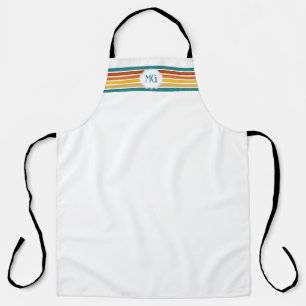 Retro Monogram Minimalistische Strepen Schort