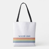 Retro Monogram Minimalistische Strepen Tote Bag (Achterkant)