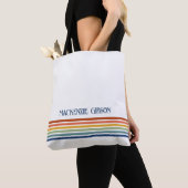 Retro Monogram Minimalistische Strepen Tote Bag (Dichtbij)