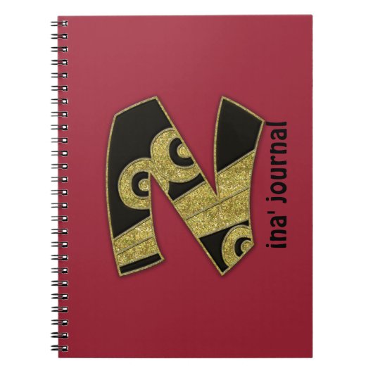 retro monogram - N Notitieboek (Voorkant)