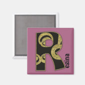 retro monogram - R Magneet (Voorkant / Achterkant)