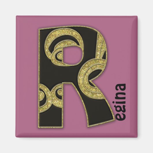 retro monogram - R Magneet (Voorkant)