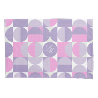 Retro Monogram Roze Paars Mid-Century Cirkels Kussensloop