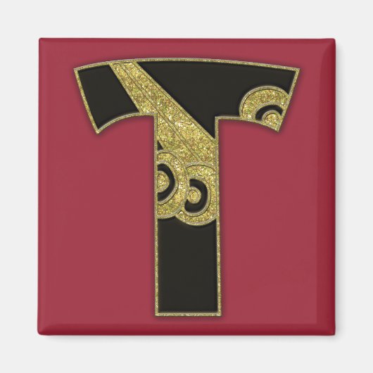 retro monogram - T Magneet (Voorkant)