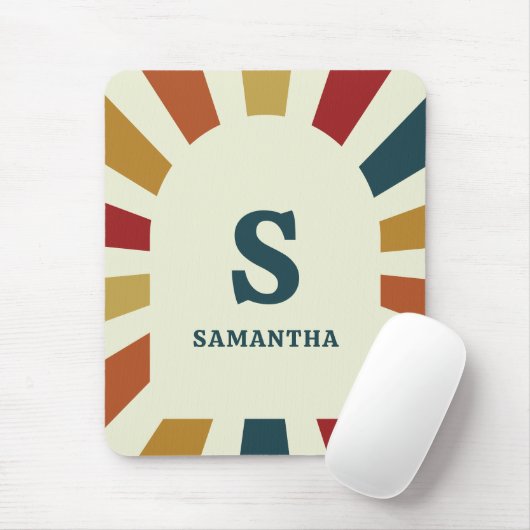 Retro Monogram Terug naar school cadeau voor de le Muismat (Met muis)