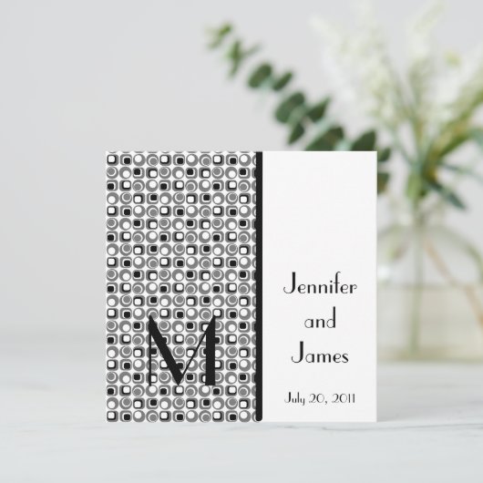 Retro Monogram van de Uitnodiging van het Huwelijk (Staand voorkant)