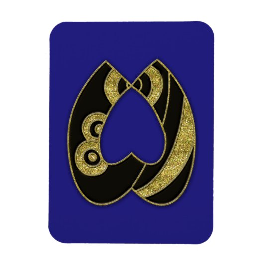 retro monogram - W Magneet (Verticaal)