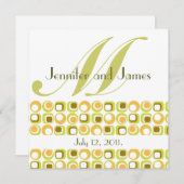 Retro Monogram Weddenschap Roze Sinaasappel Kaart (Voorkant / Achterkant)