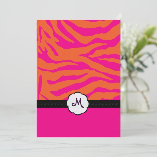 Retro-/monogram-/Zebrastripes-weddenschappen Kaart (Staand voorkant)