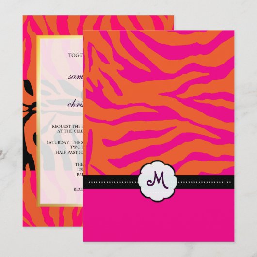 Retro-/monogram-/Zebrastripes-weddenschappen Kaart (Voorkant / Achterkant)