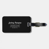 Retro Monogram Zwart Grijs Wit Persoonlijk Bagagelabel (Achterkant horizontaal)