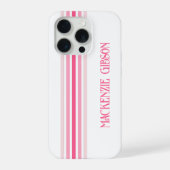 Retro Monogrammed Minimalist Pink Stripes iPhone Hoesje (Achterkant)