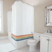 Retro Monogrammed Minimalist Stripes Douchegordijn (In situ)