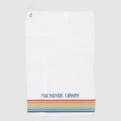 Retro Monogrammed Minimalist Stripes Golfhanddoek (Voorkant)
