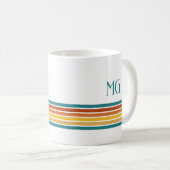 Retro Monogrammed Minimalist Stripes Koffiemok (Voorkant rechts)