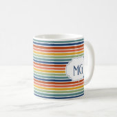 Retro Monogrammed Minimalist Stripes Koffiemok (Voorkant rechts)