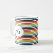 Retro Monogrammed Minimalist Stripes Koffiemok (Voorkant links)