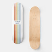 Retro Monogrammed Minimalist Stripes Persoonlijk Skateboard (Voorkant)