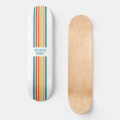 Retro Monogrammed Minimalist Stripes Persoonlijk Skateboard (Voorkant)