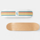 Retro Monogrammed Minimalist Stripes Persoonlijk Skateboard (Horizontaal)
