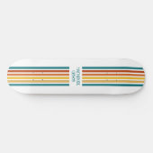 Retro Monogrammed Minimalist Stripes Persoonlijk Skateboard (Horizontaal)