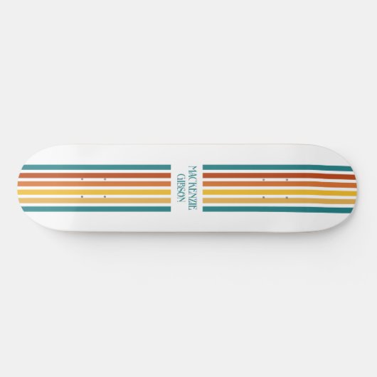 Retro Monogrammed Minimalist Stripes Persoonlijk Skateboard (Horizontaal)