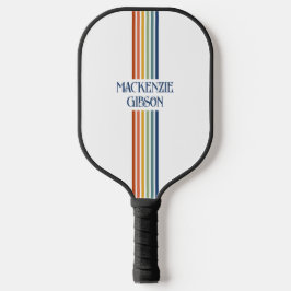 Retro Monogrammed Minimalist Stripes Pickleball Paddle