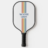 Retro Monogrammed Minimalist Stripes Pickleball Paddle (Achterkant)