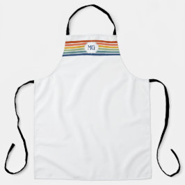 Retro Monogrammed Minimalist Stripes Schort