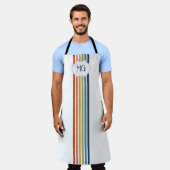 Retro Monogrammed Minimalist Stripes Schort (Gedragen)