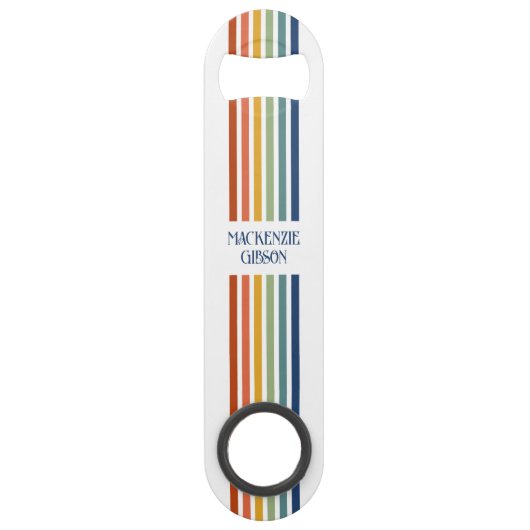 Retro Monogrammed Minimalist Stripes Speed Flessenopener (Voorkant)