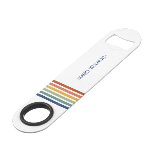 Retro Monogrammed Minimalist Stripes Speed Flessenopener (Voorkant Gekanteld)