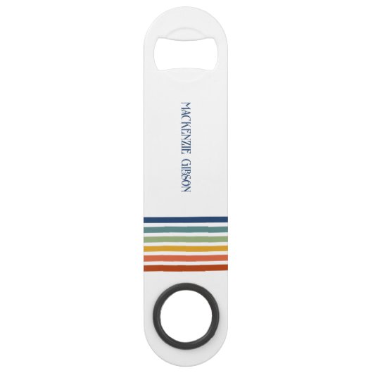 Retro Monogrammed Minimalist Stripes Speed Flessenopener (Achterkant)