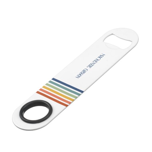 Retro Monogrammed Minimalist Stripes Speed Flessenopener (Achterkant Gekanteld)