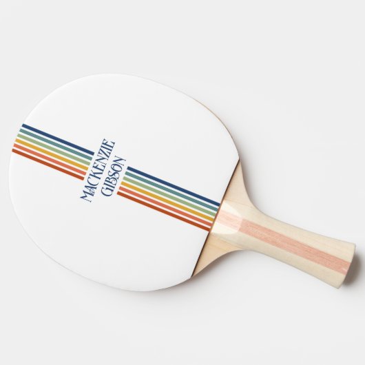 Retro Monogrammed Minimalist Stripes Tafeltennisbatje (Zijkant)