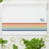 Retro Monogrammed Minimalist Stripes Theedoek (Gevouwen)