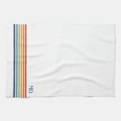 Retro Monogrammed Minimalist Stripes Theedoek (Horizontaal)