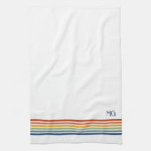 Retro Monogrammed Minimalist Stripes Theedoek (Verticaal)