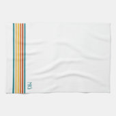 Retro Monogrammed Minimalist Stripes Theedoek (Horizontaal)