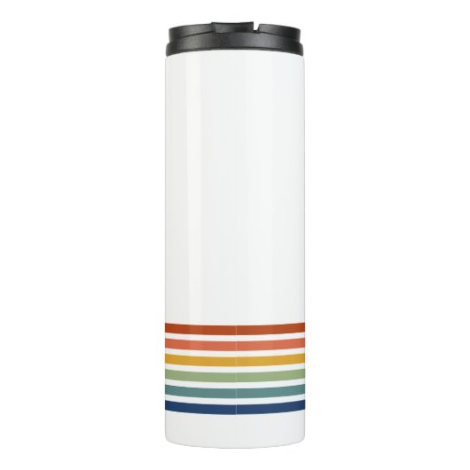 Retro Monogrammed Minimalist Stripes Thermosbeker (Achterkant)