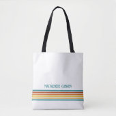 Retro Monogrammed Minimalist Stripes Tote Bag (Voorkant)