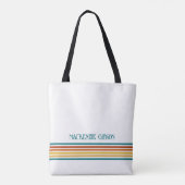Retro Monogrammed Minimalist Stripes Tote Bag (Achterkant)