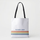 Retro Monogrammed Minimalist Stripes Tote Bag (Voorkant)
