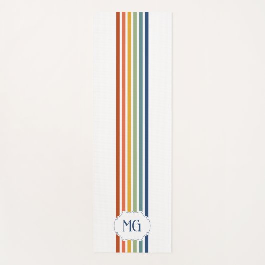 Retro Monogrammed Minimalist Stripes Yogamat (Voorkant)